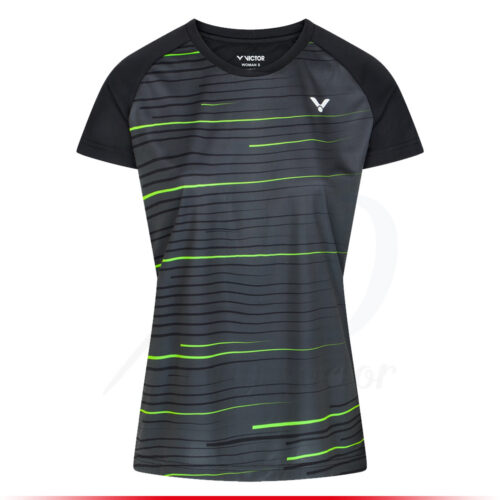 victor-34101-C-Women-Black-green.jpg Victor T-shirt T-34101 C Women Black Green