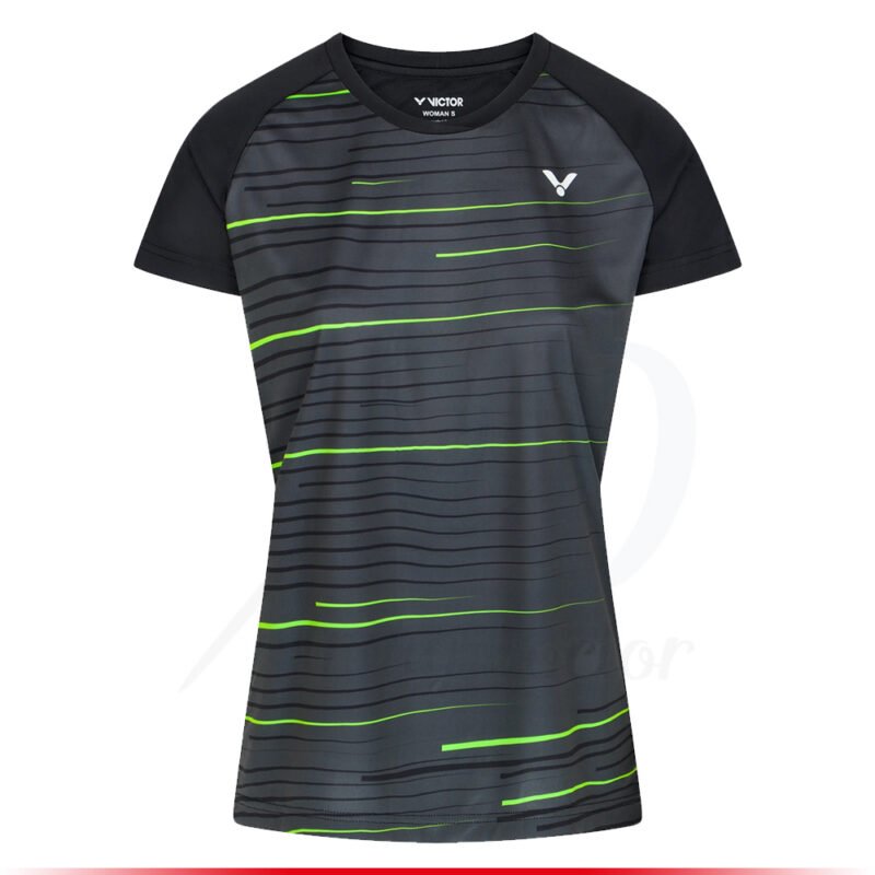 victor-34101-C-Women-Black-green.jpg Victor T-shirt T-34101 C Women Black Green